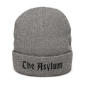 Embroidered 'The Asylum' Ribbed Knit Beanie - Gothic Winter Hat