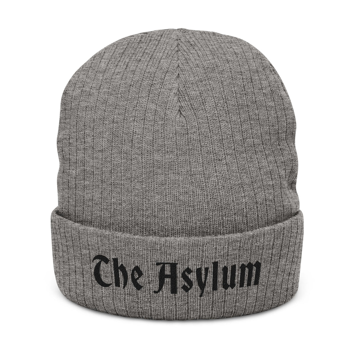 Embroidered 'The Asylum' Ribbed Knit Beanie - Gothic Winter Hat